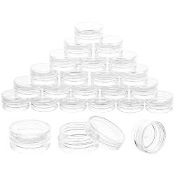 3 Gram Jar 25pcs Clear Cosmetic Sample Empty Container, Plastic Small Tiny Jar, for Make Up, Eye Shadow, Nails, Powder, Paint, Jewelry