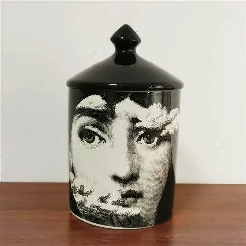 ANH19 havdalah Candle Holder- Retro European Fornasetti Candle Holder Lina Face Scented Candles Cans Ceramic Products Storage Jar Home Desktop Decoration ANH19 havdalah Candle Holder- Retro European Fornasetti Candle Holder Lina Face Scented Candles Cans Ceramic Products Storage Jar Home Desktop Decoration
