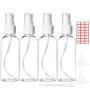 Spray Bottles, 4 Pack 4oz/100ml Clear Empty Plastic Travel Fine Mist Sprayer Bottle, Refillable and Portable Container for Essential Oil and Perfume - include 2pcs Funnels and 24pcs Labels