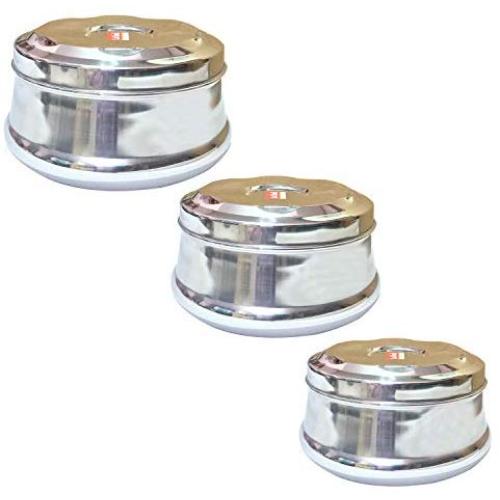 Stainless Steel Storage Box Storage Containers Food storage Containers Steel Canisters with Lid Set Of 3pcs,Small, Medium and Large, Great for snacks Chapati, Paratha, Roti,Fulka etc