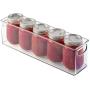 mDesign Stackable Plastic Kitchen Storage Organizer Container Bin with Handles - Holds Pint Size Mason Jars - for Pantry, Cabinets, Shelves, Refrigerator, Freezer - BPA Free - 16" Long - Clear