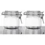2Pcs 10 Oz/300ml Clear Round Plastic Home Kitchen Storage Sealed Jar Bottles with Leak Proof Rubber and Hinged Lid for Herbs, Spices, Candy, Gift, Arts and Crafts Storage Multi-purpose Container