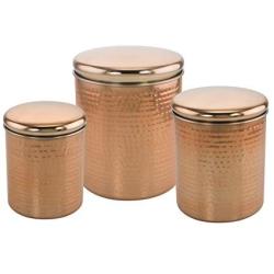 KOVOT Set of 3 Copper Plated Stainless Steel Nesting Canisters With Lids