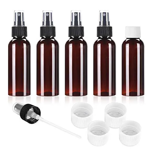 Fine Mist Spray Bottle 5Pcs 100ml/3.4oz Amber Travel Bottles With 5 Contain Caps Leak Proof for Makeup Cosmetic Containers (BROWN) Fine Mist Spray Bottle 5Pcs 100ml/3.4oz Amber Travel Bottles With 5 Contain Caps Leak Proof for Makeup Cosmetic Containers (BROWN)