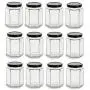 Nakpunar 12 pcs 9 oz Hexagon Glass Jars with Black Lids - 270 ml Nakpunar 12 pcs 9 oz Hexagon Glass Jars with Black Lids - 270 ml