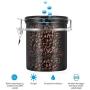 Coffee Canister-1.5L 304 Stainless Steel Airtight Coffee Beans Container Storage Canister Can Black