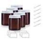 Bocal en Verre Ambre, Rectiligne, 4 oz / 120 ml (6 pack) + Spatules et Étiquettes