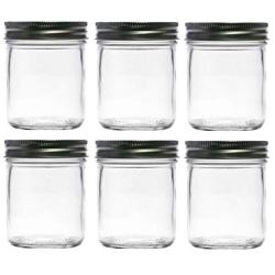 Nakpunar 6 pcs, 8 oz Mason Jars with Silver Lids for Jam, Honey, Wedding Favors, Shower Favors, Baby Foods, Canning, spices, Half Pint