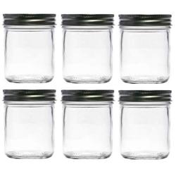 Nakpunar 6 pcs, 8 oz Mason Jars with Silver Lids for Jam, Honey, Wedding Favors, Shower Favors, Baby Foods, Canning, spices, Half Pint