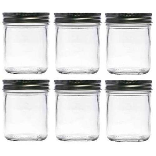 Nakpunar 6 pcs, 8 oz Mason Jars with Silver Lids for Jam, Honey, Wedding Favors, Shower Favors, Baby Foods, Canning, spices, Half Pint