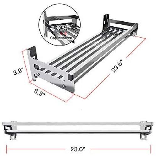 Eastore Life Wall Mounted Spice Rack with 4 Hooks - 304 Stainless Steel Seasoning Storage Shelf for Kitchen, Easy to Assemble, length range from 30cm to 100cm