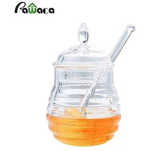 | Storage Bottles & Jars | Acrylic Clear Honey Jar Seasoning Bottle Fruit Jam Juice Honey Bees Storage Bottle Container Honey Pot with Dipper and Lid | by HUDITOOLS | 1 PCs