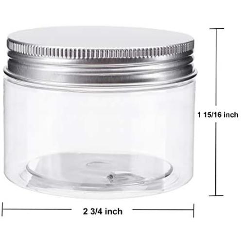 Bekith 20 Pack 4 Ounce Clear Plastic Storage Jars Containers With Screw-on Lids, Refillable BPA Free Small Round Slime Containers for Kitchen & Household Storage