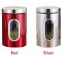 Stainless Steel Storage Jars,3PCS/Set Food Storage Canister with Lids&View Content Windows,Tea Coffee Sugar Pots Jars Container Kitchen Storage Canisters(Silver)