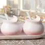 OPaida Spice Jars (Set of 3), Seasoning Storage, 3 Spice Jars + 1 Tray (with Spoon), Salt/Pepper/Sesame/Coffee Storage, Creative Home Gifts,Pink