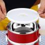 Thermos Food Jar Thermos Stainless Food Flask,Leakproof Insulated Food Containers,Folding Spoon (Color : Red, Size : 1400ML)