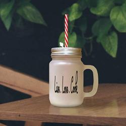 Green Live. Love. Cook Frosted Glass Mason Jar With Straw