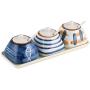 Kitchen seasoning box/Ceramic Condiment Storage Container with Pallet Household Oil Salt Spice Jars Box (Color : A)