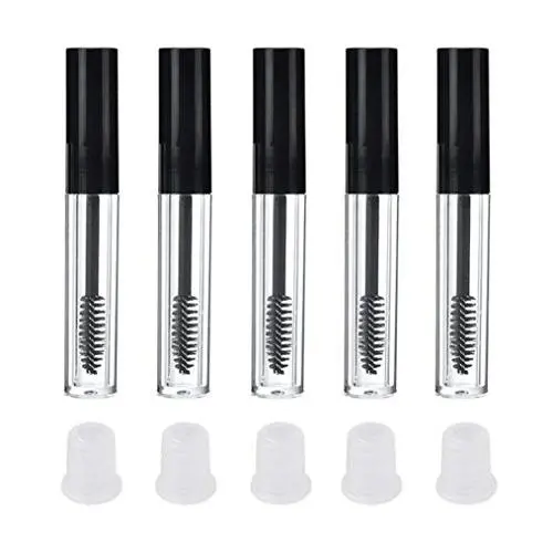 5PCS Récipients Plastiques Transparents Vide Remplissables pour Masque à Cils/Huile de Croissance des Cils avec Bouchon Intérieur et Pinceau pour Espace d'Échantillon/Matériel de Voyage (Capuchon Noir) 5PCS Récipients Plastiques Transparents Vide Remplissables pour Masque à Cils/Huile de Croissance des Cils avec Bouchon Intérieur et Pinceau pour Espace d'Échantillon/Matériel de Voyage (Capuchon Noir)