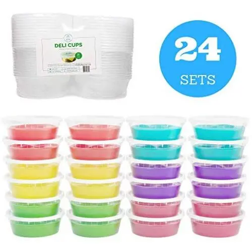 Bouteilles pour Slime avec Couvercles Étanches (8 oz, 24 Pack) - Pots en Plastique Transparent pour Stockage Alimentaire - Idéal pour Votre Kit de Slime - BPA Free| Étanches| Micro-ondes| Réutilisables| Lavable au Lave-vaisselle et Congélateur Bouteilles pour Slime avec Couvercles Étanches (8 oz, 24 Pack) - Pots en Plastique Transparent pour Stockage Alimentaire - Idéal pour Votre Kit de Slime - BPA Free| Étanches| Micro-ondes| Réutilisables| Lavable au Lave-vaisselle et Congélateur