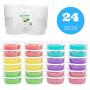 Slime Containers with Airtight Lids (8 oz, 24 Pack) - Clear Plastic Food Storage Jars - Great for Your Slime Kit - BPA Free| Leakproof - Microwaveable - Reusable - Dishwasher & Freezer Safe