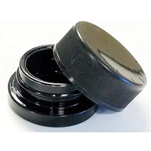 Glas-Konzentrationsbehälter 9cc (0,3 fl oz) mit schwarzem Kindersicherungsluwensatz (Schwarz, 64 Stück)