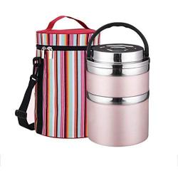 Thermos Food Jar Multi-storey Thermos 304 Stainless Food Flask,Leakproof Insulated Food Containers, Insulated Bag,Portable Handle (Color : Gold, Size : 1500ML)