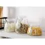 3 Pcs Glass Storage Jars - Clear Glass Bulk Food Storage Canister for Serving Tea, Coffee, Spice, Candy, Cookie - Keep Food Dry