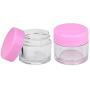 Beauticom High-Graded Quality 7 Grams/7 ML (Quantity: 12 Packs) Thick Wall Crystal Clear Plastic LEAK-PROOF Jars Container with PINK Lids for Cosmetic, Lip Balm, Lip Gloss, Creams, Lotions, Liquids