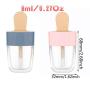 RONRONS Set of 12 Cute Popsicle Shape Empty Lip Gloss Tubes Clear Mini Refillable Lip Balm Bottles with Rubber Inserts (Blue+Pink)