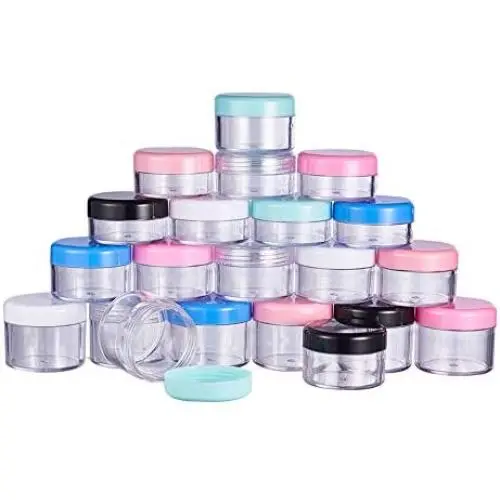 Bouteilles à Échantillons en Plastique Transparent 21 Pièces, 10/15/20g, Ronds, avec Bouchons à Vis et 7 Mini Spatules pour Cosmétiques, Ongles, Bijoux Bouteilles à Échantillons en Plastique Transparent 21 Pièces, 10/15/20g, Ronds, avec Bouchons à Vis et 7 Mini Spatules pour Cosmétiques, Ongles, Bijoux