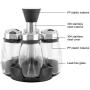 7Pcs/Set Rotating Glass Cruet Condiment Spice Jars Set Salt Pepper Shakers Seasoning Sprays Bottle Kitchen Storage Jar Rack