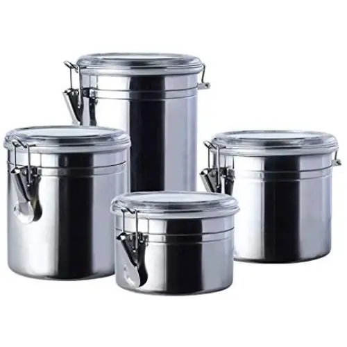 Bouteille à Céréales en Acier Inoxydable 304 avec Couvercles, Contenants de Rangement Alimentaire pour Cuisine, Pantry, Idéal pour les Bonbons, 4 Pièces Bouteille à Céréales en Acier Inoxydable 304 avec Couvercles, Contenants de Rangement Alimentaire pour Cuisine, Pantry, Idéal pour les Bonbons, 4 Pièces