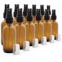 1790 Amber Glass Essential Oil Bottles, 2 oz Small Glass Bottles, Glass Bottles for Essential Oils- BPA Free - Toxin Free - Mini Spray Bottle(12 Pack)