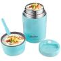 Lunch Food Jar - Vacuum Insulated Lunch Thermos with folding Spoon & Build-in Handle - Stainless Steel Lunch Box for Hot Food (1000ml/34oz, blue)