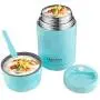 Isolierbehälter für Mittagessen - Vakuumisolierter Thermoskanne mit Faltlöffel & integriertem Griff - Edelstahl Lunch Box für heiße Speisen (1000ml/34oz, blau)