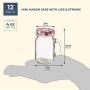 Juvale Mini Glass 4 Ounce Mason Jars with Lids and Straws (12 Pack), 3.5 x 3 x 2 Inches
