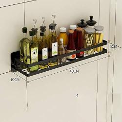 Shelf Organizer Kitchen Organization Spice Rack Wall Mounted Hanging Basket Holder Single tier Shelf Seasoning Display Jars Storage with Protection Railing For Bathroom (Size : 40x10x5cm)