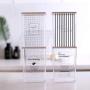 DonhDonh Square Clear Plastic Large Capacity Food Storage Containers with Lids Kitchen Storage Pot Jar for Dry Grain,Vertical Stripes