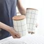 Plaid Tea Canister For Home Decor Nordic Heat resistant Ceramic Sealed Tank Storage Cans Kitchen Jars Food Porcelain Caddy Tarro,S 10x9.5cm