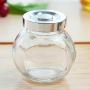 BESTONZON 4Pcs Storage sealed cans in glass with lid round shape clear dry food pantry containers for cereal cookie sugar and flour