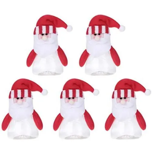 5er Weihnachtscandy-Gläser mit Weihnachtsmann Figur - Lebensmitteleimer für Süßigkeiten & Party-Dekorationen