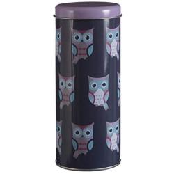 Premier Housewares Happy Owls Storage Canister, 8 x 8 x 18 cm, Blue