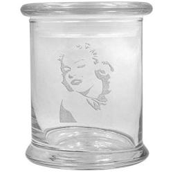 12 oz Clear Glass storage Herb Stash Jar and Lid with Marilyn Monroe Logo