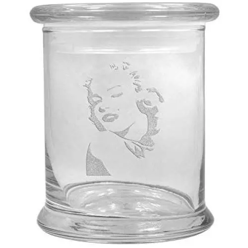 12 oz Clear Glass storage Herb Stash Jar and Lid with Marilyn Monroe Logo