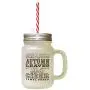 Brown Autumn Leaves Butternut Squash Apples Cinder Frosted Glass Mason Jar With Straw Brown Autumn Leaves Butternut Squash Apples Cinder Frosted Glass Mason Jar With Straw
