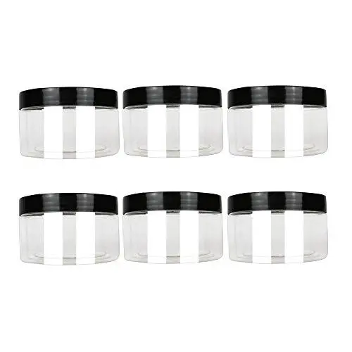 6PCS 120ML 4oz Refüllbare Transparente Weitmuндige Köderflaschen Packungsbehälter mit Schwarzschraubverschluss – Kunststoffbehälter für Cremes, Lotionen, Kosmetik