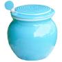 Cottage Creek Honey Dispenser Porcelain Honey Jar With Lid/Wooden Dipper Included With Honey Pot Holds 15 Ounces Of Honey [Blue]