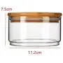Glas Salat Schüssel 500ml mit Holzdeckel, klare Glasbehälter zur Servieren von Tee, Kaffee, Zucker, Gewürzen und mehr.