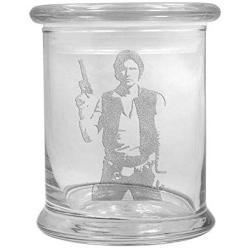 12 oz Clear Glass storage Herb Stash Jar and Lid with Han Solo Logo